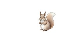 Cute cartoon squirrel sitting upright with fluffy tail on white background. Adorable woodland animal character isolated for children books and design projects.