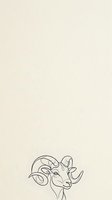 Minimalist line drawing of a ram with curved horns on beige background, suitable for logos, wall art, and contemporary design projects.