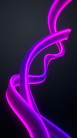 Glowing neon magenta and purple flowing ribbons with luminous effects on dark background, suitable for modern design, tech graphics, and digital art projects.