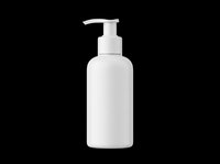 White pump dispenser bottle isolated on transparent background, ready for cosmetic branding, mockups, stickers, print on demand, and T-shirt design use.