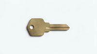 Vintage brass key isolated on white background, ready for design projects, clipart, and graphic compositions.