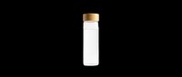 Clear glass water bottle with bamboo cap isolated on transparent background, ready for t-shirt designs, sublimation, print-on-demand products, stickers, and clipart applications.