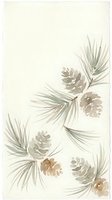 Watercolor pine branches with cones on textured paper background for winter holiday designs and seasonal decorations.