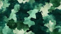 Watercolor camouflage pattern in shades of green and cream, featuring organic blotches and flowing shapes. Seamless design tiles into continuous background for textiles, wallpaper, and apparel.