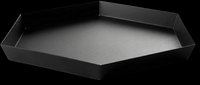 Black hexagonal tray isolated on transparent background, ready for T-shirts, stickers, clipart, print on demand, and sublimation design use.