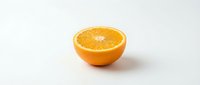 Fresh orange half cut in half showing juicy citrus flesh and segments, isolated on white background for food and beverage design use.