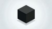 Minimalist black cube shape on light background with soft shadow, geometric abstract design element for modern graphic projects and presentations.