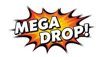 Comic book style explosion burst with mega drop text in bold letters for promotional marketing campaigns and special offers.