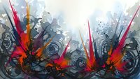 Abstract explosion with colorful bursts, swirls and dynamic energy patterns on light background for creative design projects.