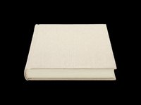 Hardcover book with beige linen fabric cover, isolated on transparent background, ready for T-shirt design, clipart, stickers, print on demand, and sublimation projects.