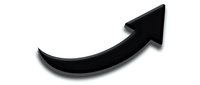 Black curved arrow pointing right on white background isolated for graphic design and presentation use.