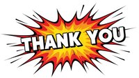 Comic book style thank you explosion burst with red yellow orange flames and radiating lines isolated on white background for graphic design.