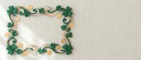 St. Patrick's Day frame with shamrocks and gold coins on neutral background for greeting cards and festive designs.