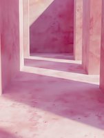Abstract pink architectural interior with geometric shadows and light creating minimalist composition on textured walls and floor for modern design background.