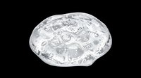Transparent plastic dome lid with hinged closure, isolated on transparent background, ready for packaging design, product mockups, print-on-demand, and commercial use applications.