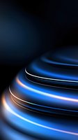 Abstract spiral formation with glowing blue and white light streaks against dark background creates dynamic modern technological atmosphere for presentations.