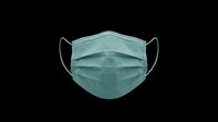 Teal disposable face mask isolated on transparent background, ready for stickers, print on demand, T-shirt design, clipart, and sublimation projects.