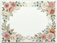 Vintage floral frame with roses, leaves, and berries in muted tones on cream background. Suitable for invitations, cards, and decorative designs.