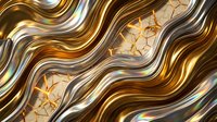 Luxurious golden metallic waves with cracked marble texture creating elegant flowing abstract pattern for premium design projects and sophisticated backgrounds.