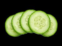 Fresh cucumber slices isolated on transparent background, ready for food design, stickers, print on demand, sublimation, T-shirt design, and clipart projects.