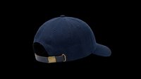 Navy blue baseball cap rear view with adjustable strap, isolated on transparent background. Great for apparel mockups, t-shirt designs, stickers, print on demand, and sublimation projects.