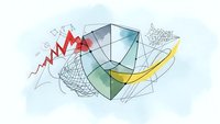 Abstract geometric composition with colorful polygonal shapes, wireframe elements and dynamic lines for modern digital design and data visualization.