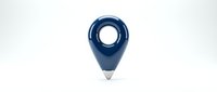 Blue location pin marker with metallic silver tip on white background for navigation, maps, and GPS applications.