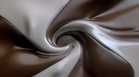 Smooth swirling blend of chocolate and vanilla cream in spiral motion creates dynamic abstract background pattern with soft flowing curves and luxurious texture.