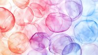 Ethereal watercolor bubbles in soft coral, purple and blue tones creating dreamy abstract background pattern. Delicate transparent spheres blend seamlessly.