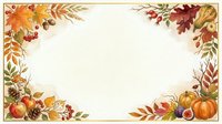 Autumn foliage border frame with fall leaves, berries, pumpkins and seasonal botanicals on cream background for invitations and designs.