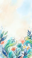 Soft watercolor floral border with teal, coral, and green botanical elements on a light background, perfect for cards, invitations, and social media.