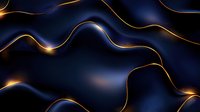 Elegant golden flowing lines create dynamic waves against deep navy blue background, adding luxury and movement to modern minimalist designs.