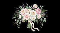 Soft pastel rose bouquet with pink and cream flowers, eucalyptus greenery, and ribbon bow, isolated on transparent background. Ready for wedding invitations, greeting cards, t-shirt designs, stickers, and print-on-demand products.