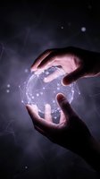 Two hands cradling glowing digital globe with interconnected network nodes and lines, representing global connectivity, data exchange, technology innovation, and digital transformation in business communications.