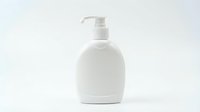 White liquid soap dispenser bottle with pump on isolated background, ready for product packaging design and cosmetic branding mockups.