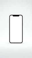 Isolated smartphone with blank white screen and notch display on light background, ready for app mockups and digital design projects.