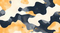 Abstract fluid art background with organic navy blue and orange shapes on white, featuring cosmic dust texture and flowing wavy pattern. Seamless design for wallpaper.