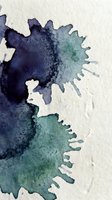 Watercolor ink bleed with navy and sage green splashes on cream paper, creating organic flowing shapes and artistic texture for creative backgrounds.