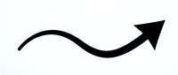 Black curved arrow pointing upward on white background showing growth, progress and positive direction for business presentations and infographics.