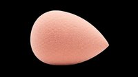 Soft pink teardrop-shaped beauty sponge isolated on transparent background, ready for makeup, cosmetics, and design projects including t-shirts, clipart, and print-on-demand products.
