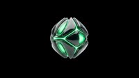 Futuristic dark sphere with glowing green panels, isolated on transparent background, ready for sci-fi t-shirt designs, stickers, clipart, and print on demand projects.