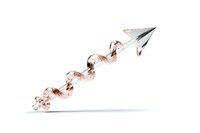 Paper airplane with spiral trail flying upward on white background, representing growth, innovation and creative business solutions. Isolated design element.