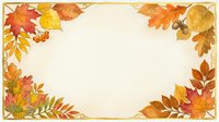 Autumn foliage frame with golden and crimson leaves arranged in corners on cream background, ideal for fall seasonal designs, invitations, and greeting cards.