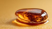 Macro shot of golden honey drop on textured surface with warm lighting and reflections creating artistic food photography composition for culinary design.