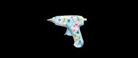Colorful floral hot glue gun with watercolor flower pattern isolated on transparent background, ready for t-shirt design, clipart, stickers, and print-on-demand products.