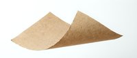 Kraft brown paper sheet curling and floating on white background, isolated eco-friendly recycled material for packaging, crafts, and design projects.