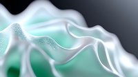 Flowing abstract waves in mint green and white create dynamic curves and ripples against dark background, suggesting motion and fluidity. Suitable for modern design projects.