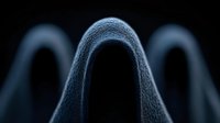 Extreme macro photography of water droplet surface tension forming curved peaks and valleys against dark background, showing nature's molecular forces at work.