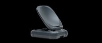 Wireless charging pad in dark gray with open lid, isolated on transparent background, ready for tech product design, t-shirt graphics, print-on-demand, and digital marketing materials.