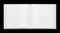 Open blank hardcover book with empty white pages, isolated on transparent background. Ready for mockups, stationery design, print on demand, and clipart use.